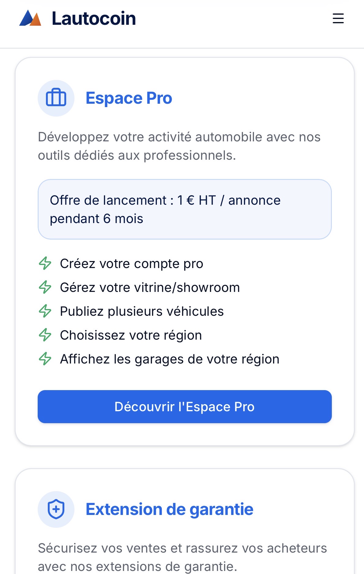 L'Auto Coin — Espace Pro